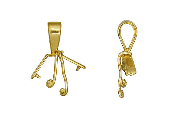 Brass Double Swirl Pinch Bail, 16.0x12.0mm