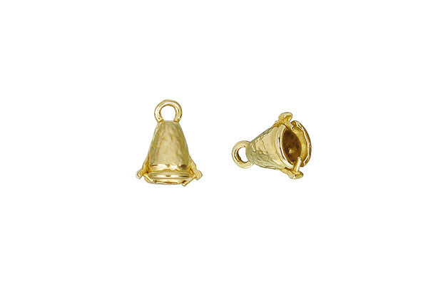 Brass Hammered Bell Pinch Bail, 10.0x5.5mm