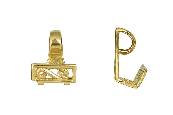 Brass Scroll Stone Hanger, 18.0x13.0mm