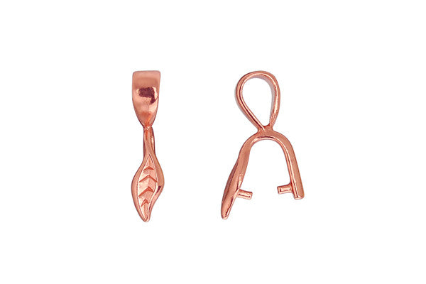 Copper Hanging Leaf Pinch Bail 18.0x4.0mm