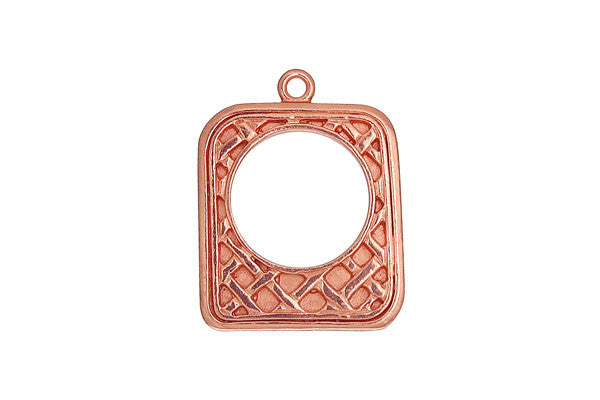 Copper Latticework Frame Pendant, 23x17.5mm, 1 Piece, Pendant for Jewelry Making