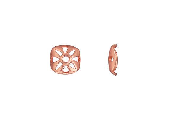 Copper Open Flower Square Bead Cap, 9.0mm
