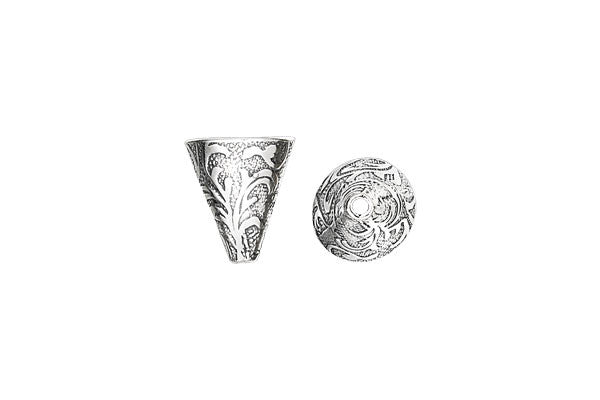 Sterling Silver Jacquard Print Cone,12.0x10.0mm