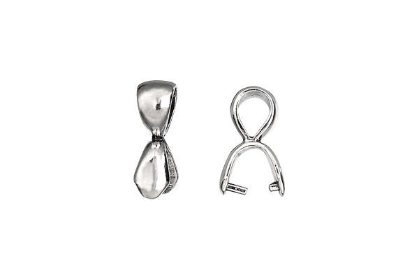 Silver-Plated Plain Pinch Bail with Top Loop, 16.5x5.0mm