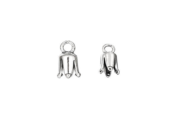 Sterling Silver Round Pronged Cord Ends, 11.5x5.5mm