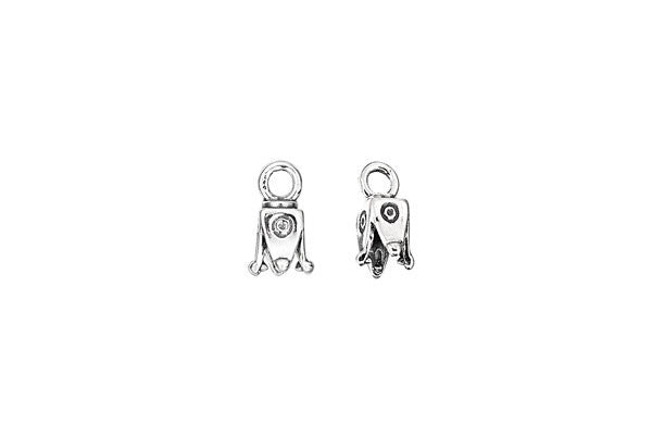 Sterling Silver Square Pronged Cord Ends, 10.5x4.5mm
