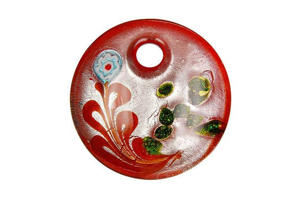 Murano Foil Glass Coin Pendant, 44x44mm, 1 Piece, Pendant for Jewelry Making