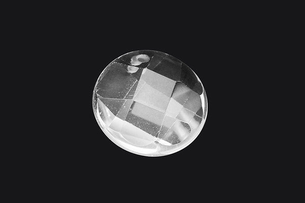 Rock Crystal Coin Faceted Pendant, 20x20mm, 1 Piece, Pendant for Jewelry Making