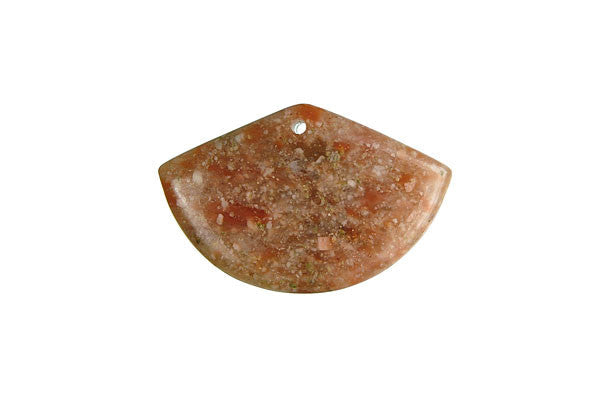 Unakite Fan Pendant, 25x40mm, 1 Piece, Jewelry Making Supplies