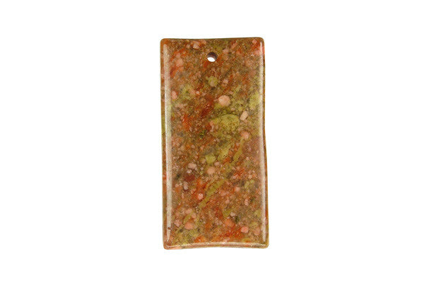 Unakite Flat Rectangle Pendant, Multiple Sizes, 1 Piece, Jewelry Making Supplies