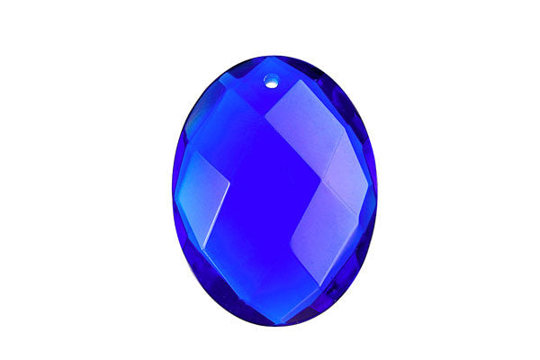 Pendant Royal Blue Quartz Faceted Flat Oval