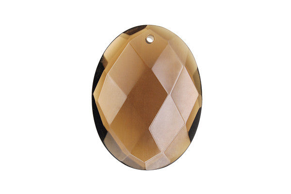 Pendant Smoky Quartz Faceted Flat Oval