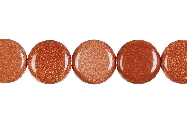 Gold Stone Coin Beads, 16-Inch Strand, Beads for Jewelry Making