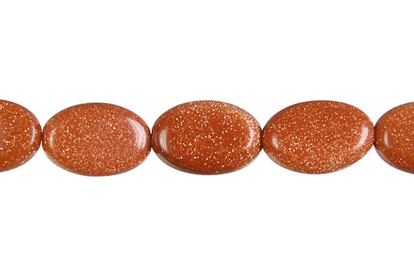 Gold Stone Flat Oval Beads, 16-Inch Strand, Beads for Jewelry Making