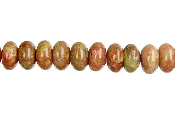 Unakite Rondelle Beads, 16-Inch Strand, Jewelry Making Supplies
