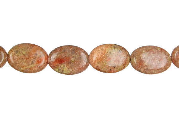 Unakite Flat Oval Beads