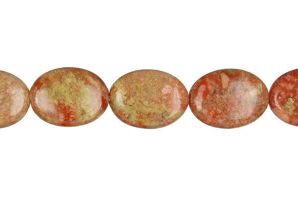 Unakite Flat Oval Beads