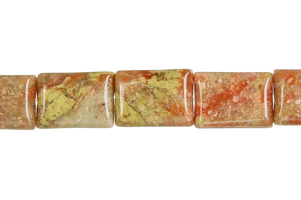 Unakite Flat Rectangle Beads, 16-Inch Strand, Jewelry Making Supplies