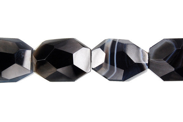 Sardonyx (Black) Super Faceted Nugget Beads