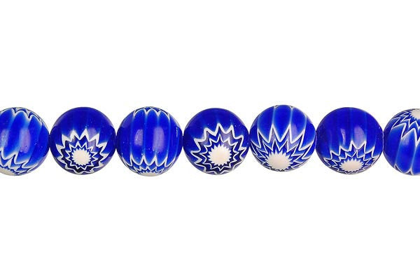 Chevron Glass Bead Round (Blue)