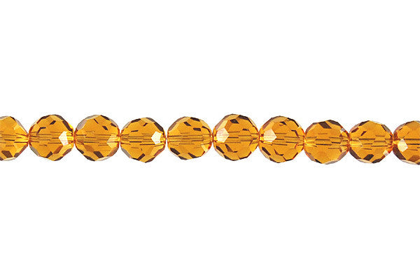 Chinese Crystal Amber Round Faceted Beads, 15-Inch Strand, Beads for Jewelry Making