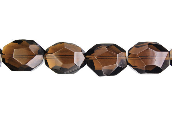 Smoky Quartz Glass Super Nugget Faceted Beads, 16-Inch Strand, Jewelry Making Supplies