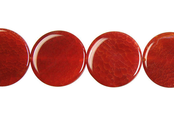 Fire Agate Red Coin Beads, 16-Inch Strand, Beads for Jewelry Making