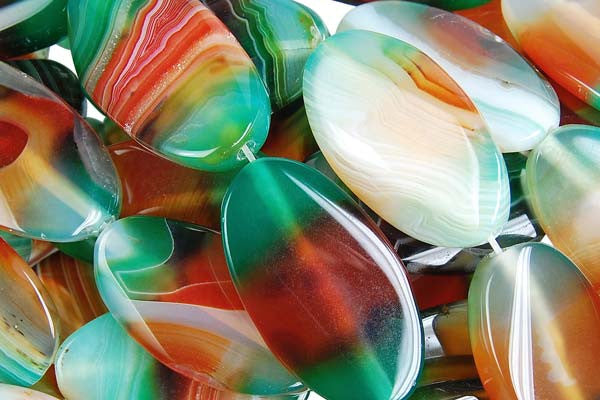 Agate Rainbow Twisted Flat Oval Beads, 16-Inch Strand, Jewelry Making Supplies