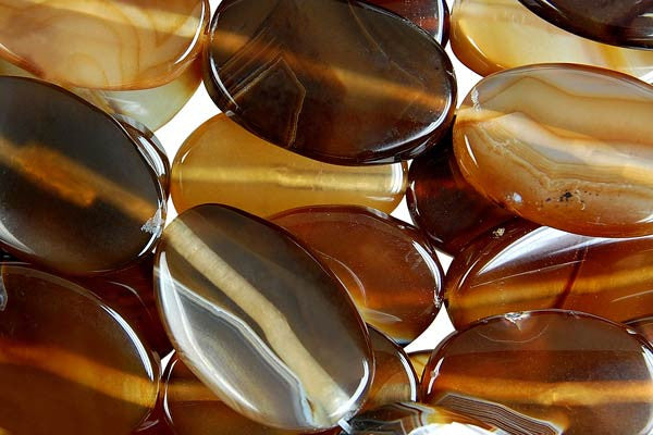 Sardonyx (Coffee) Flat Oval Beads