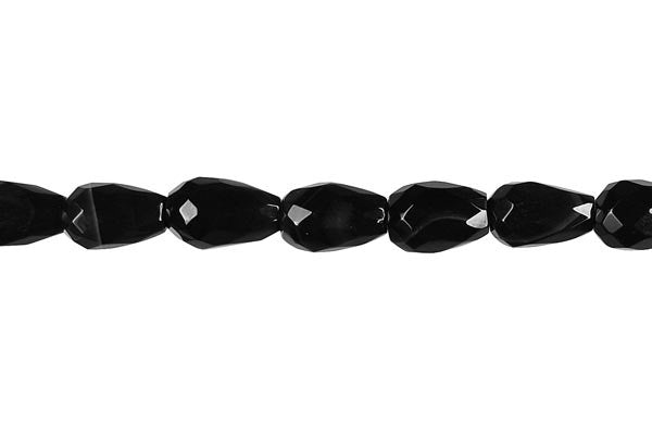 Black Onyx Faceted Briolette (Vertical Drilled) (B) Beads