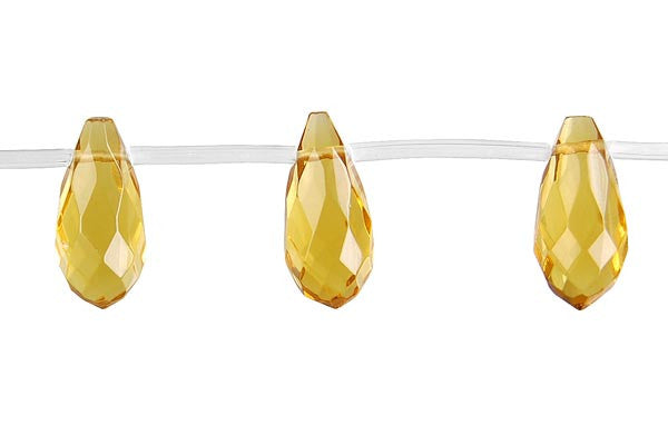 Champagne Quartz Thin Briolette Faceted Beads, 16-Inch Strand, Beads for Jewelry Making