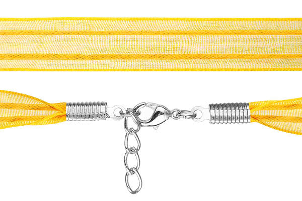 Organza Ribbon Necklace with 2 Waxed Cord, Orange