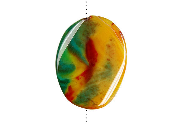 Agate Twisted Flat Oval Pendant, 30x40mm, 1 Piece, Jewelry Making Supplies, Drilled