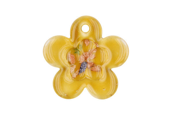 Murano Foil Glass Flower Style A Pendant, 40x40mm, 1 Piece, Pendant for Jewelry Making