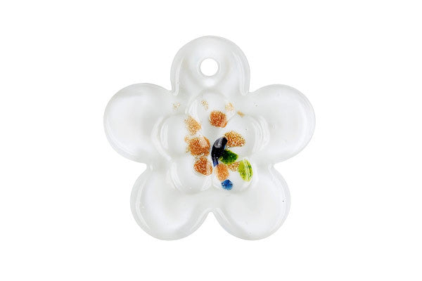 Murano Foil Glass Flower Style A Pendant, 40x40mm, 1 Piece, Pendant for Jewelry Making