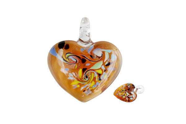 Murano Foil Glass Heart Style B Pendant, 38x42mm, 1 Piece, Pendant for Jewelry Making