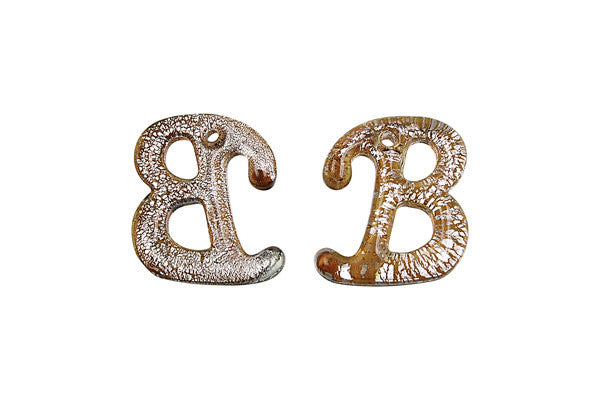 Pendant Murano Foil Glass Alphabet B (Amber)