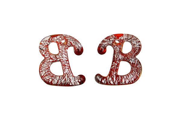 Pendant Murano Foil Glass Alphabet B (Red)