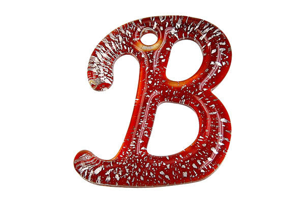 Murano Foil Glass Alphabet B Pendant, Multiple Sizes, Pendant for Jewelry Making