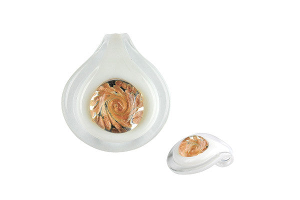 Murano Foil Glass Coin Eye Pendant, 42x47mm, 1 Piece, Pendant for Jewelry Making