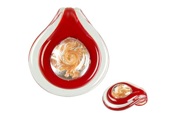 Murano Foil Glass Coin Eye Pendant, 42x47mm, 1 Piece, Pendant for Jewelry Making