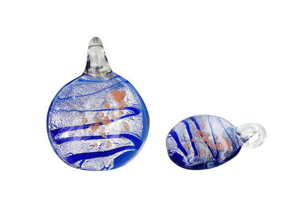 Murano Foil Glass Button Earrings