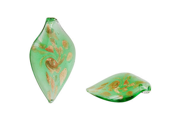 Murano Foil Glass Smooth Leaf Earrings