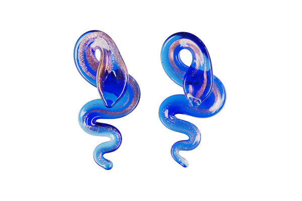 Murano Foil Glass Snake Earrings