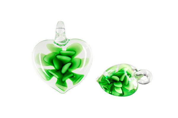 Murano Foil Glass Heart Flower Earrings