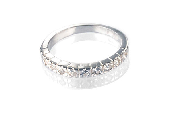 Cubic Zirconia Sterling Silver Clear Half Eternity