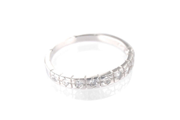 Cubic Zirconia Sterling Silver Clear Half Eternity