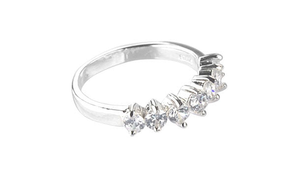 Cubic Zirconia Sterling Silver Clear Seven-Stone