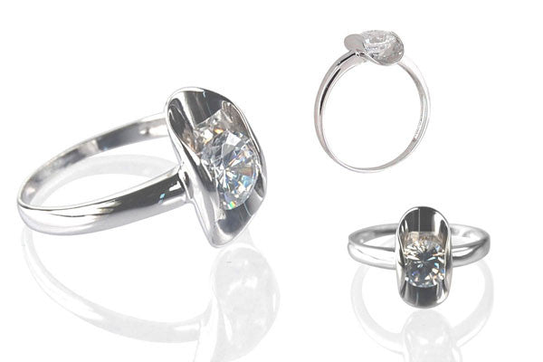 Cubic Zirconia Sterling Silver Clear Morning Dew