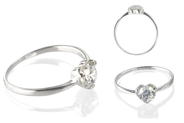 Cubic Zirconia Sterling Silver 5mm Round Solitaire in Heart